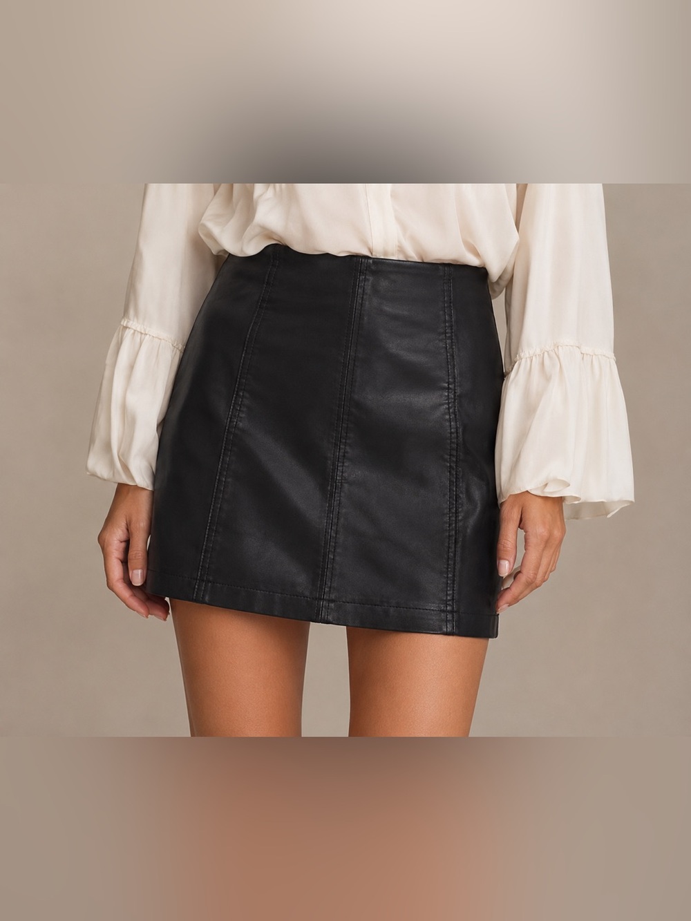 Free People Vegan Leather Mini Skirt - Size 8